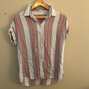 Striped button down high low top